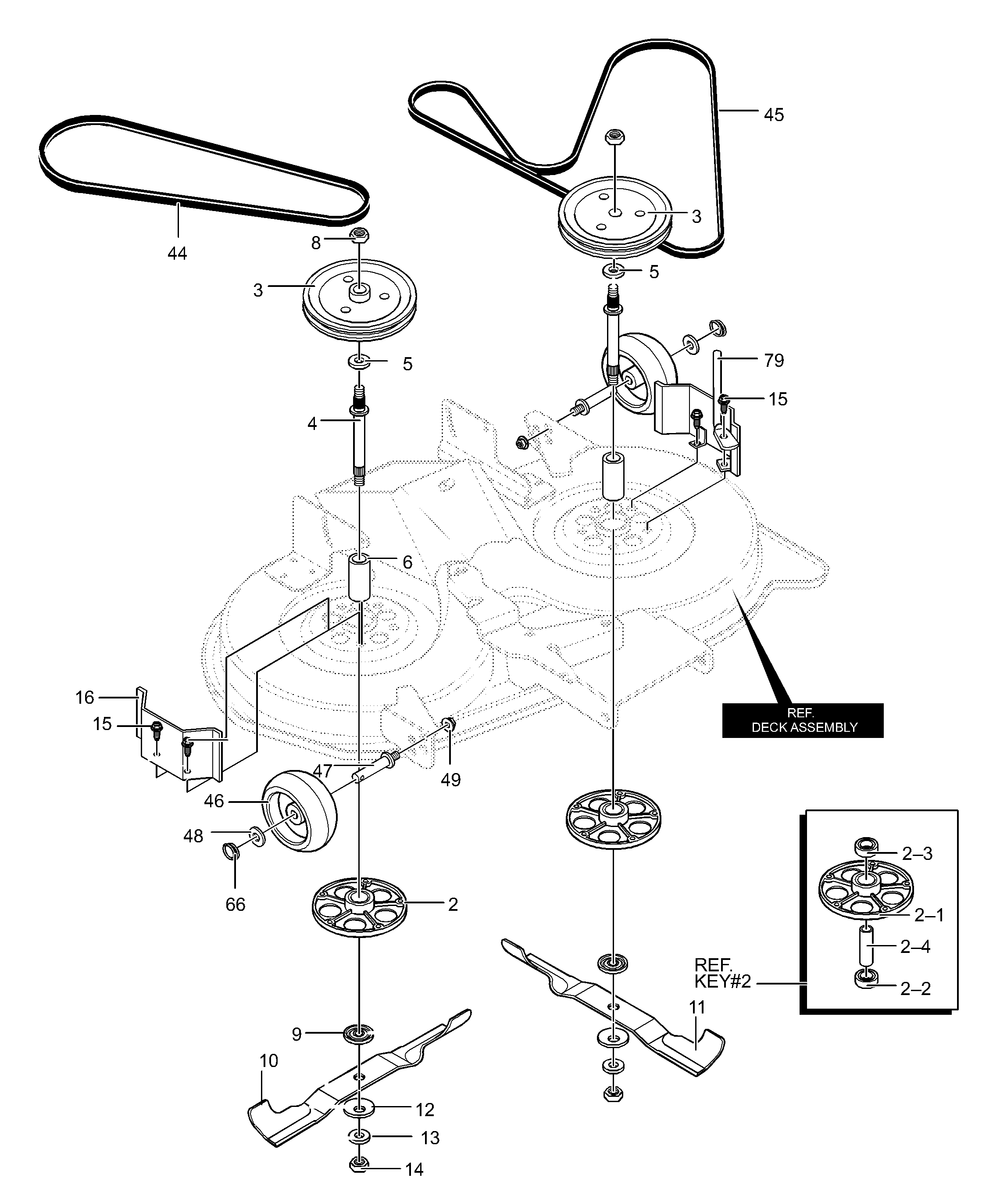 Deck Assembly (Part 2) Diagram and Parts List for 40318X50C 2001 Briggs and Stratton Lawn Tractor